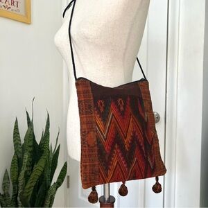 Tasseled Southwestern Aztec Boho Print Fabric Bag